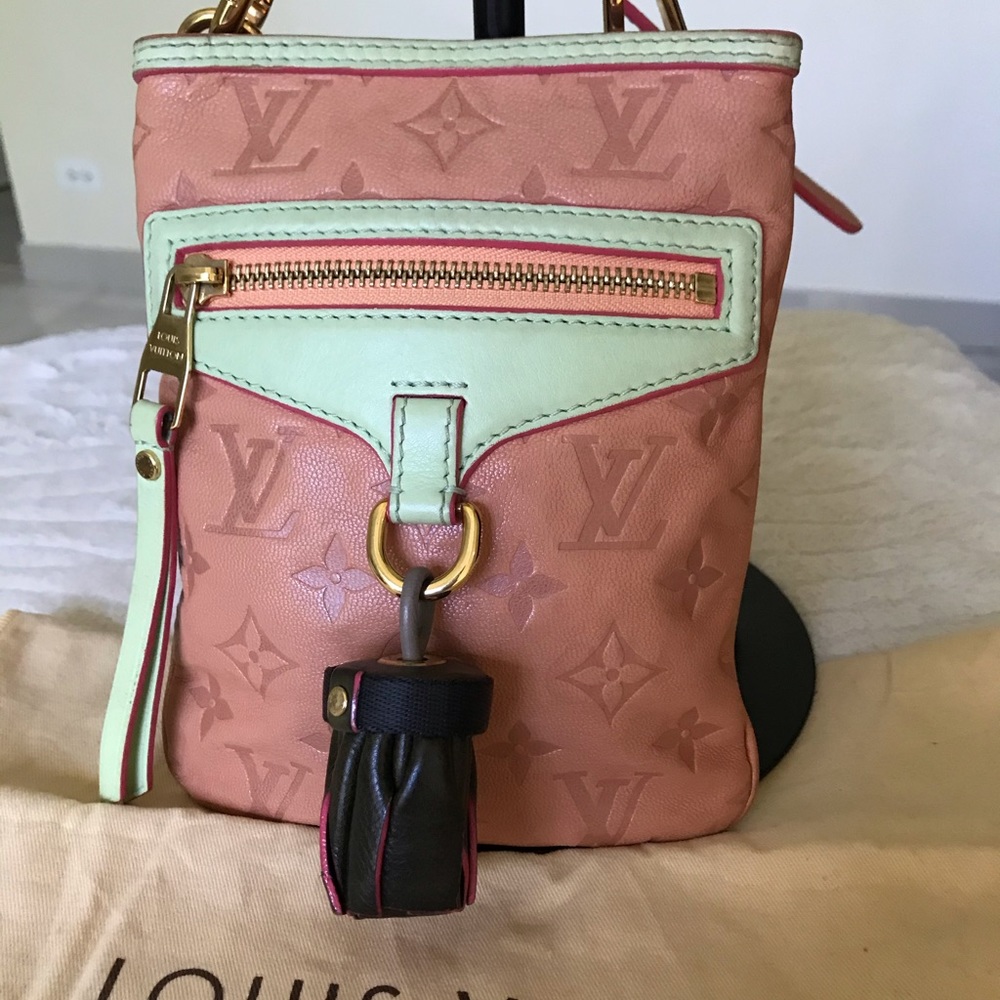 Louis Vuitton Coral and Light Green Crossbody Bag
